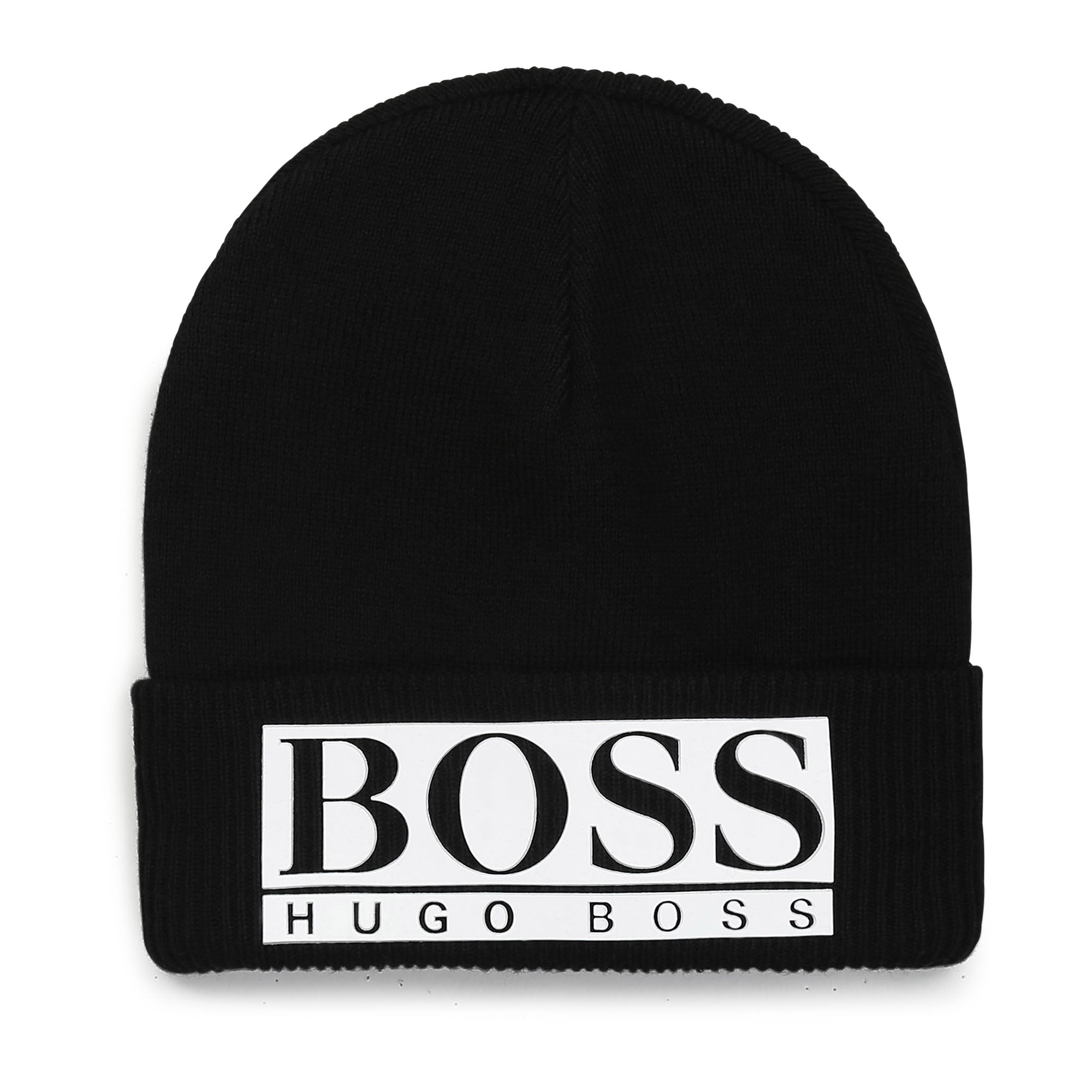 Hugo Boss Boys Black Logo Beanie Hat