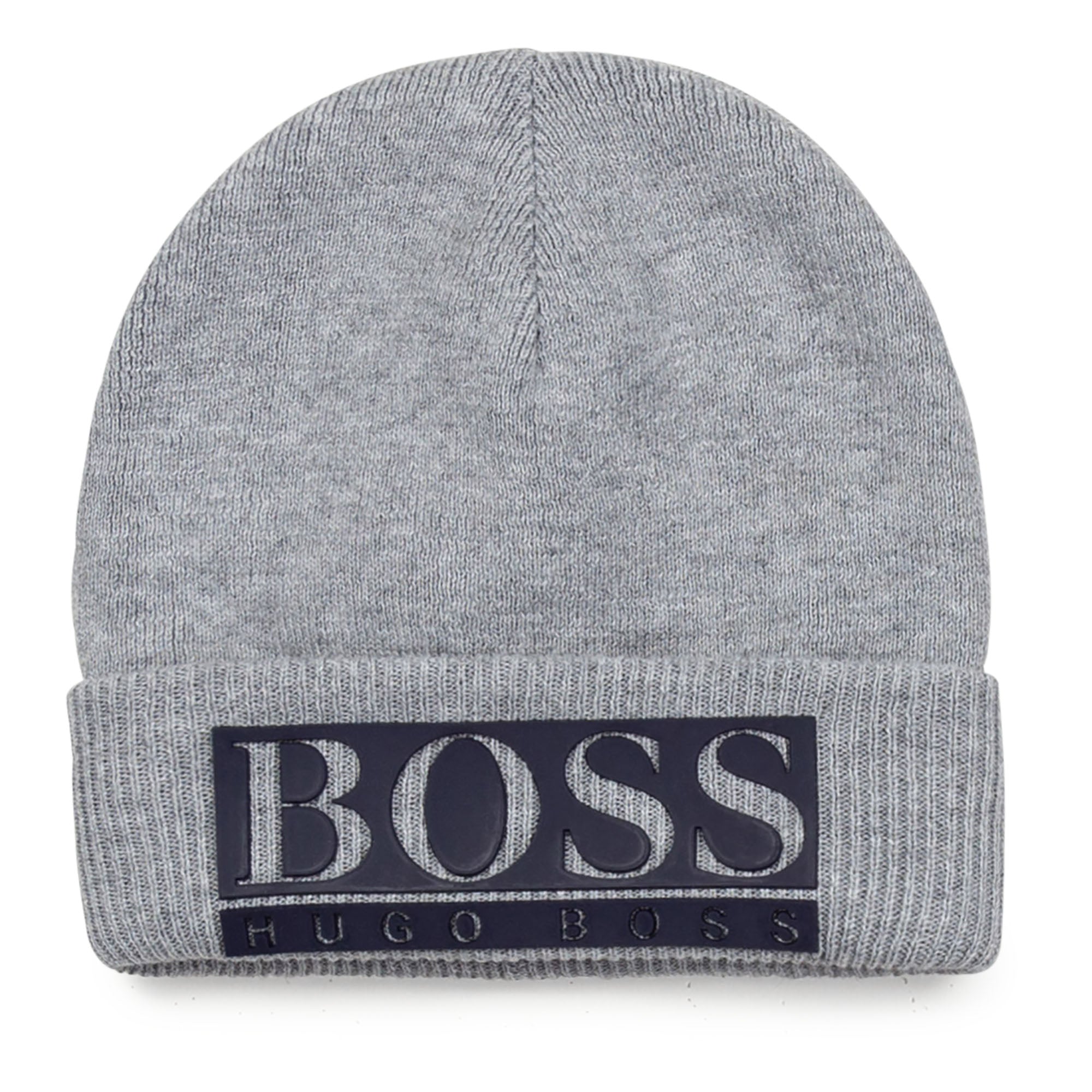 Hugo Boss Boys Grey Logo Beanie Hat