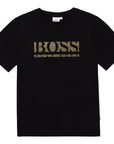 Hugo Boss Boys Black Cotton Logo T-Shirt