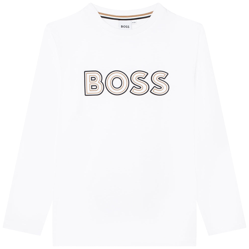 Hugo Boss Baby Boys Logo Long Sleeved T-shirt White