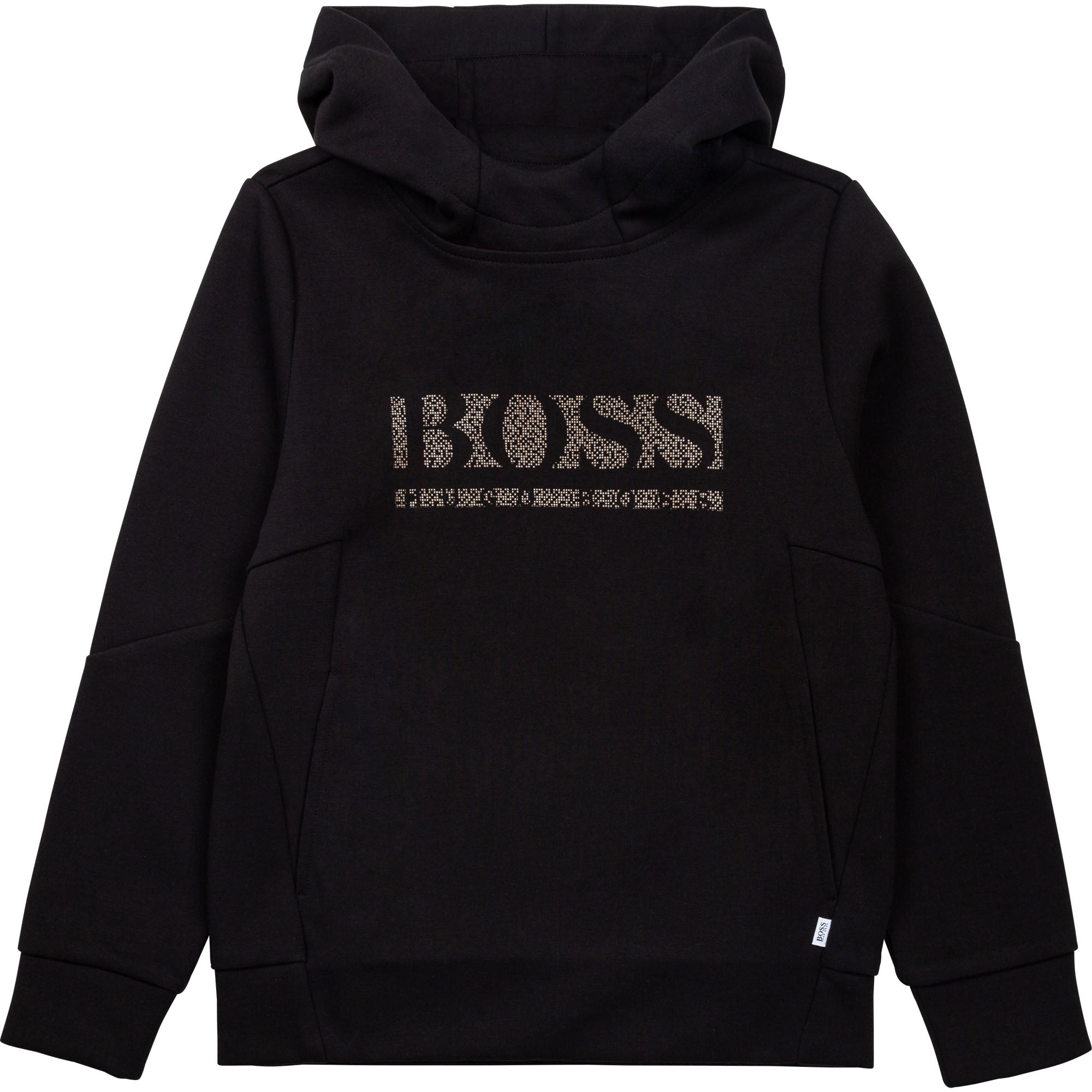 Hugo Boss Boys  Black Cotton Logo Hoodie