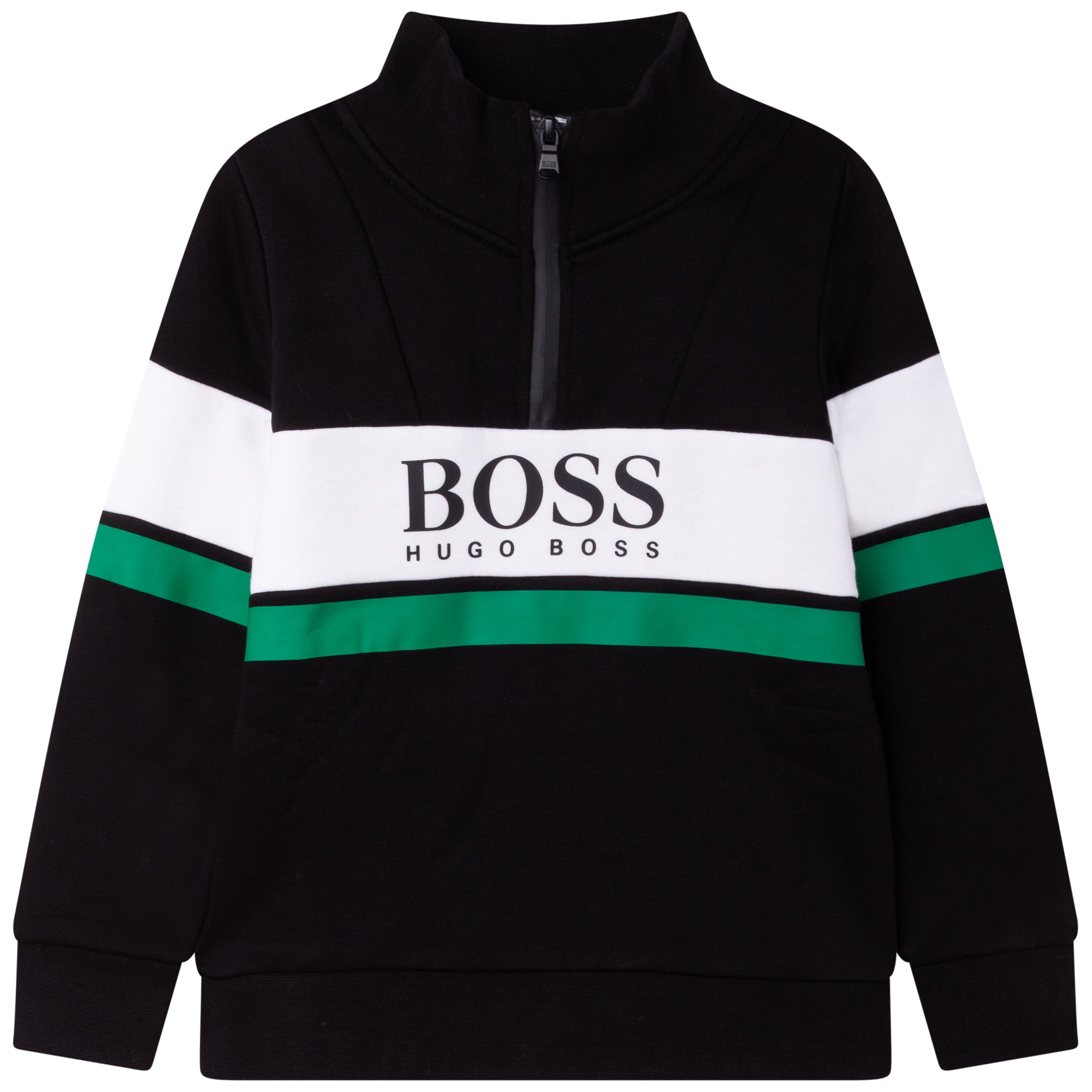 Hugo Boss Boys Black Cotton Zip-Up Top