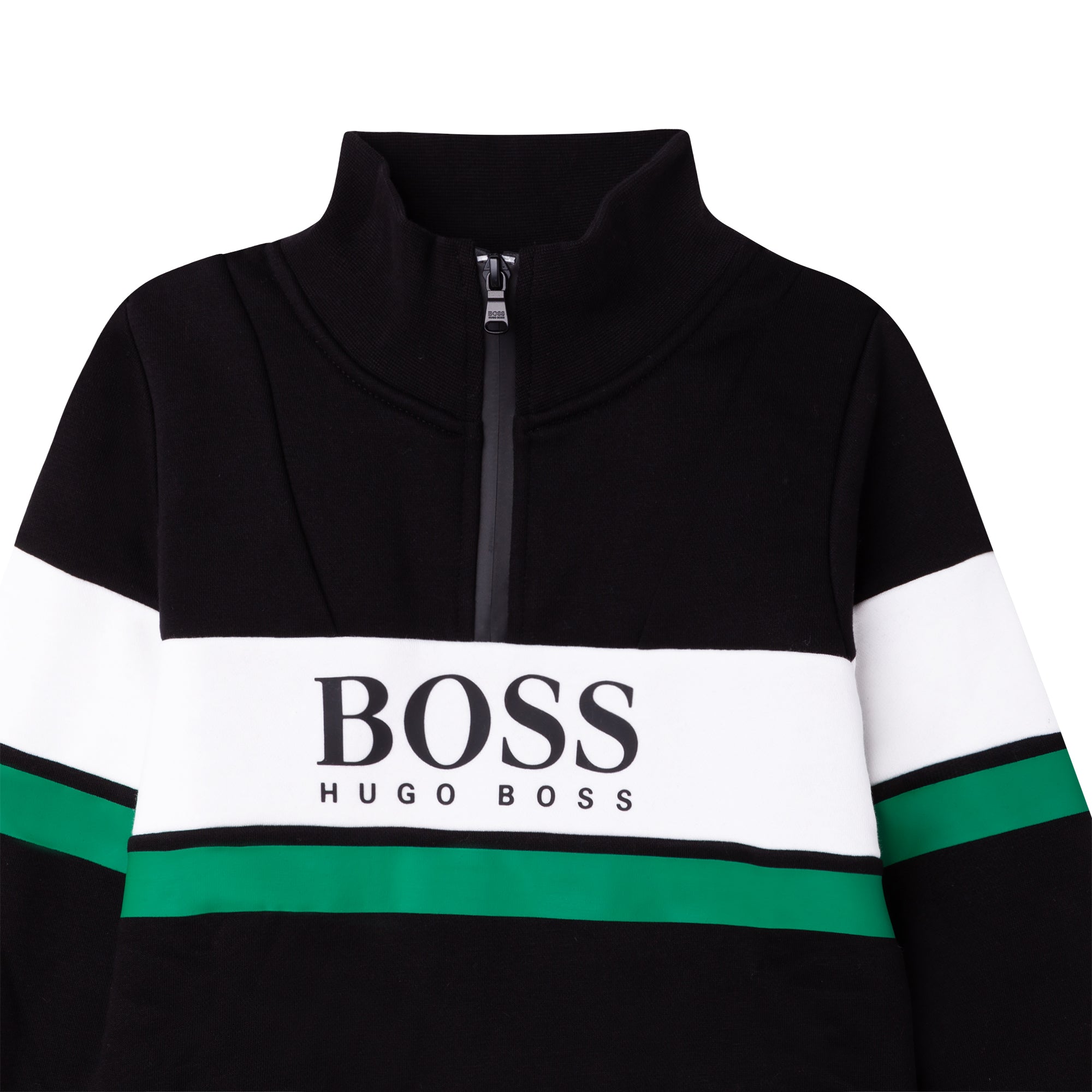 Hugo Boss Boys Black Cotton Zip-Up Top
