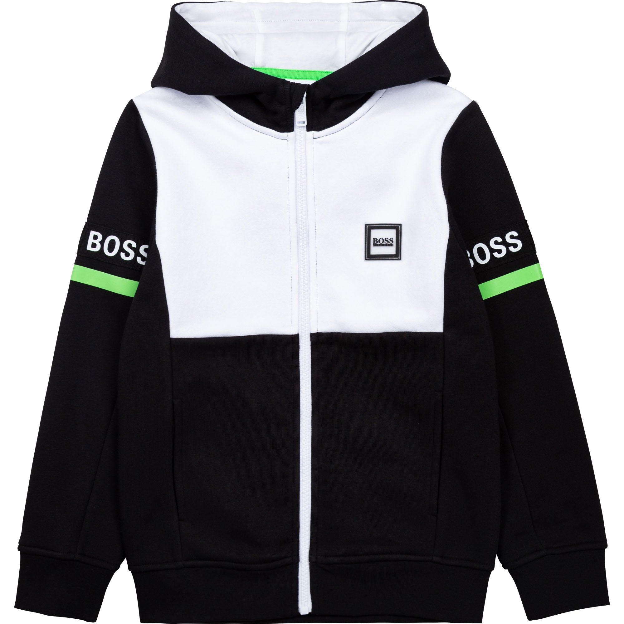 Hugo Boss Boys  Black Cotton Logo hoodie