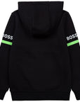 Hugo Boss Boys  Black Cotton Logo hoodie
