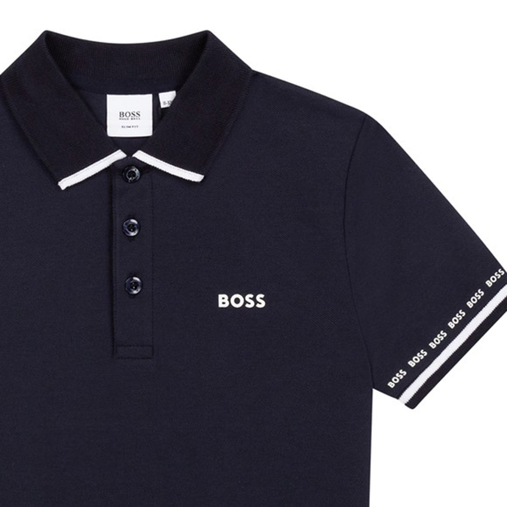 Hugo Boss Boys Logo Polo Shirt Navy