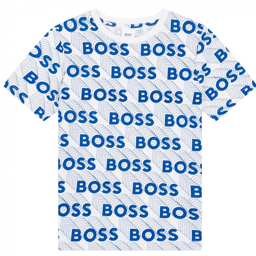 Hugo Boss Boys 3D Effect Logo T-shirt White