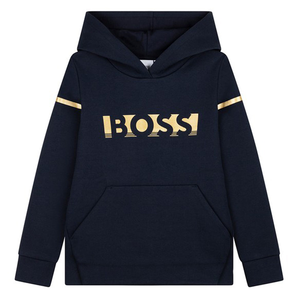Hugo Boss Boys Logo Hoodie Navy