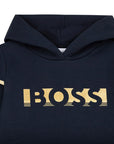 Hugo Boss Boys Logo Hoodie Navy
