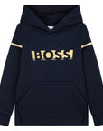 Hugo Boss Boys Logo Hoodie Navy