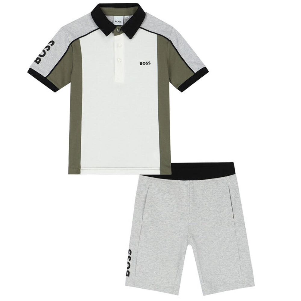 Hugo Boss Boys Polo Shirt &amp; Shorts Set White