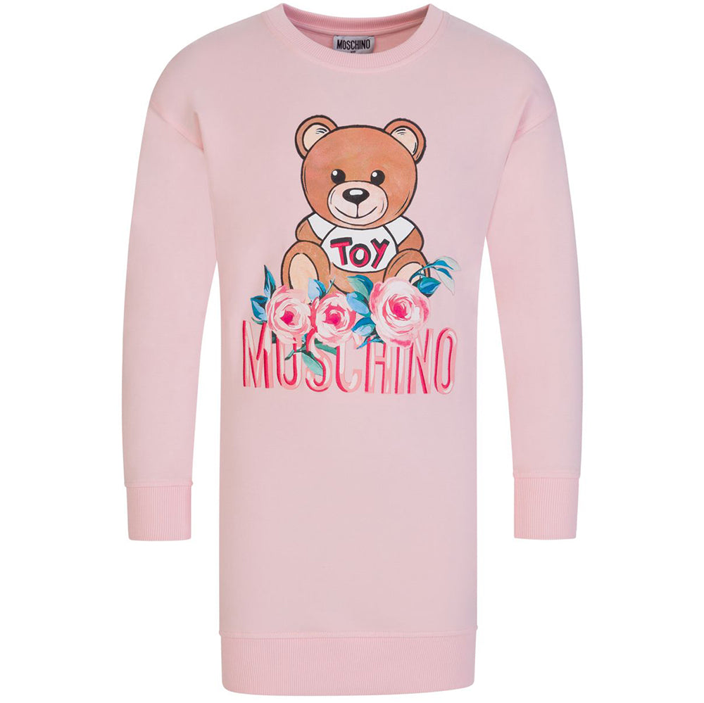Moschino Girl&#39;s Bear &amp; Flower Sweater Dress Pink