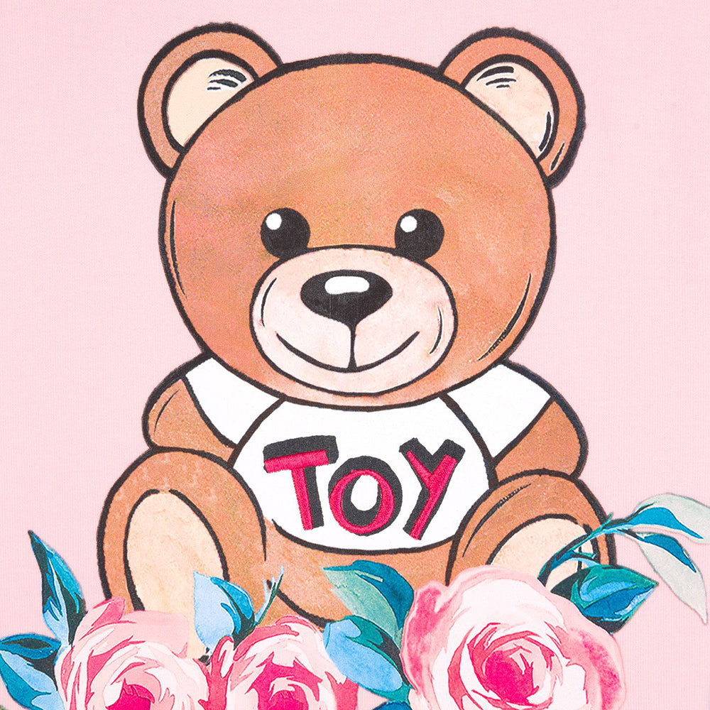 Moschino Girl&#39;s Bear &amp; Flower Sweater Dress Pink