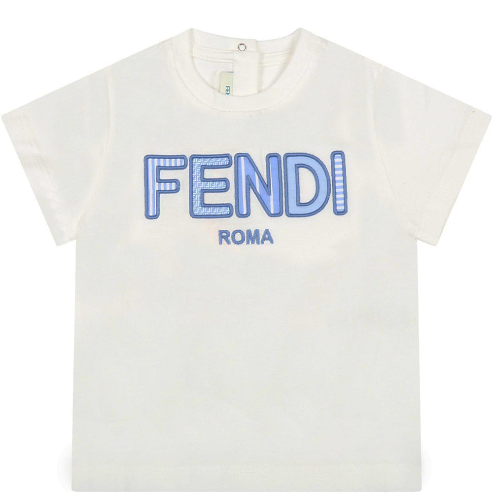Fendi Baby Unisex Babys Logo T-shirt blue