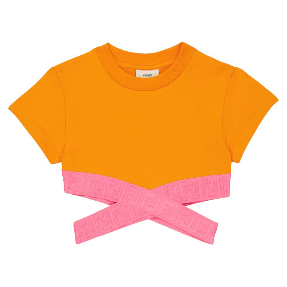 Fendi Girls FF Cropped Top Orange