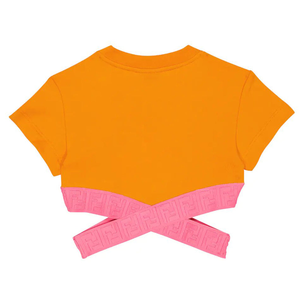 Fendi Girls FF Cropped Top Orange