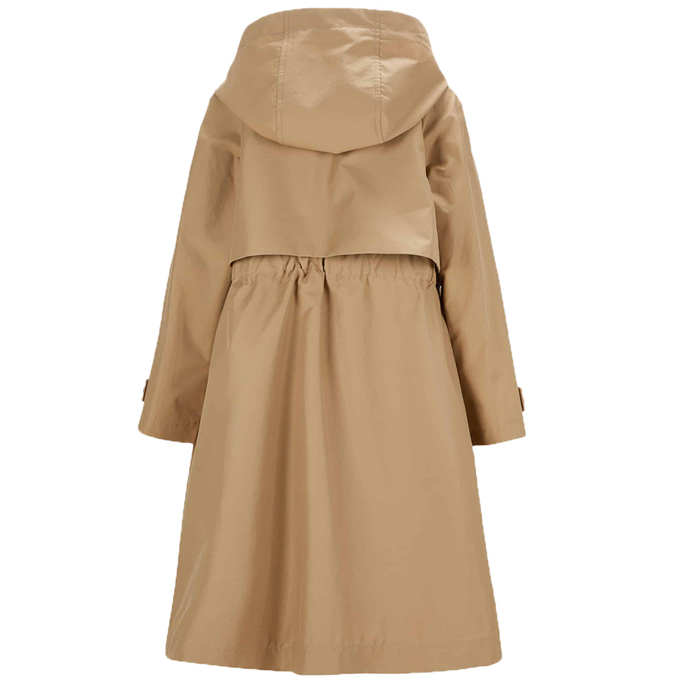 Fendi Girls Hooded Overcoat Beige