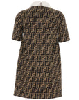 Fendi Girls Ff Logo Dress Brown