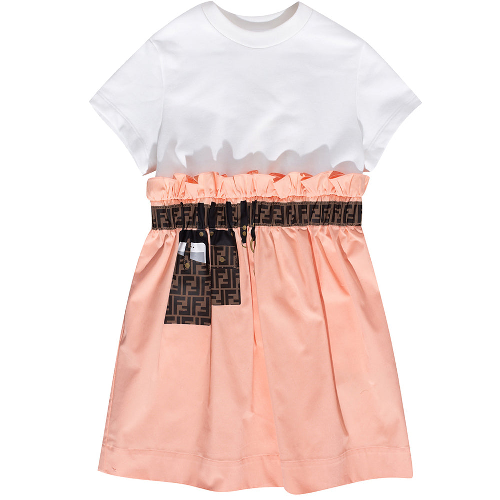 Fendi Girls Poplin Dress Pink