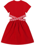Fendi Girls FF Tape Logo Cut Dress Red