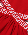 Fendi Girls FF Tape Logo Cut Dress Red