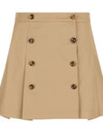 Fendi Girls Button Detailed Pleated Skirt Beige
