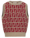Fendi Girls FF Logo Knitted Cardigan And Vest Set Multicolour
