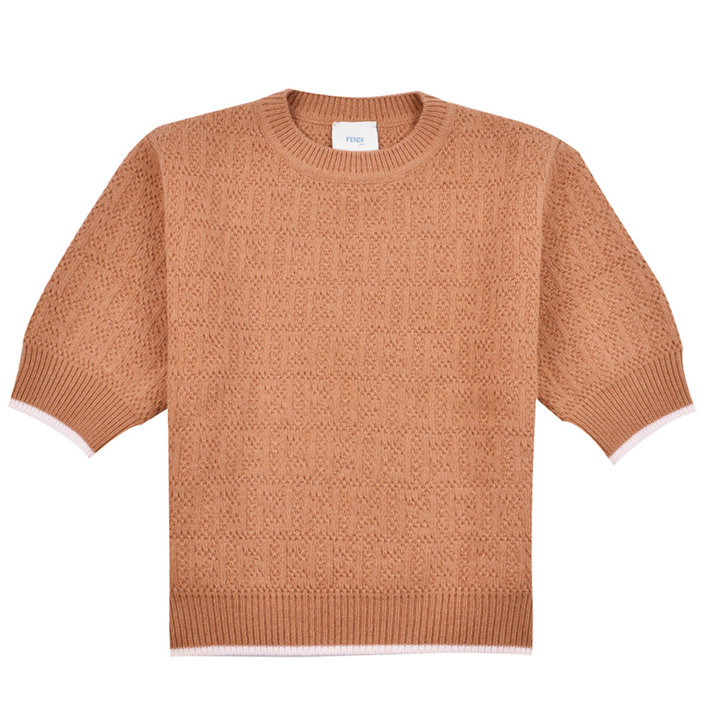 Fendi Girls FF Knit Jumper Brown