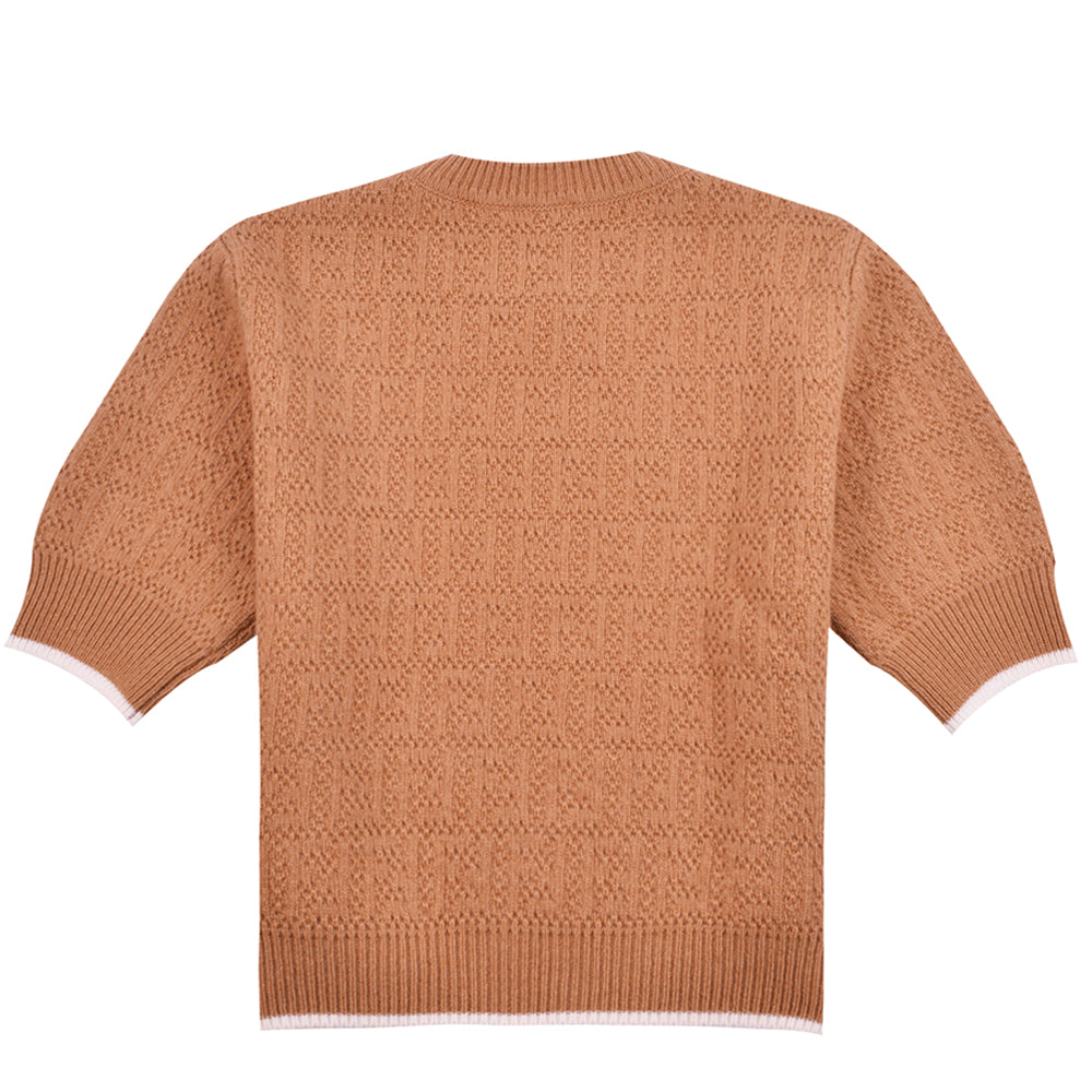 Fendi Girls FF Knit Jumper Brown