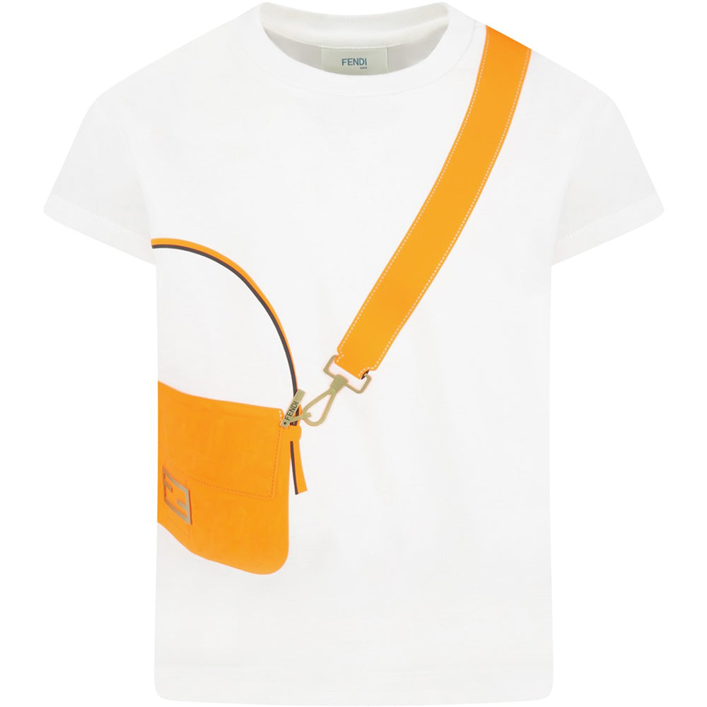 Fendi Girls Purse Print T-shirt White