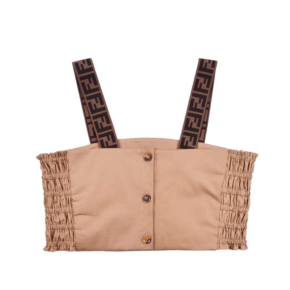 Fendi Girls FF Strap Top Beige