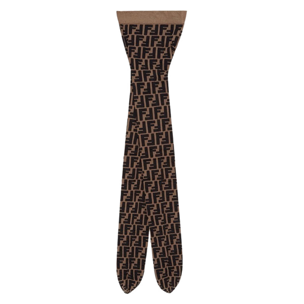 Fendi Girls FF Print Tights Brown