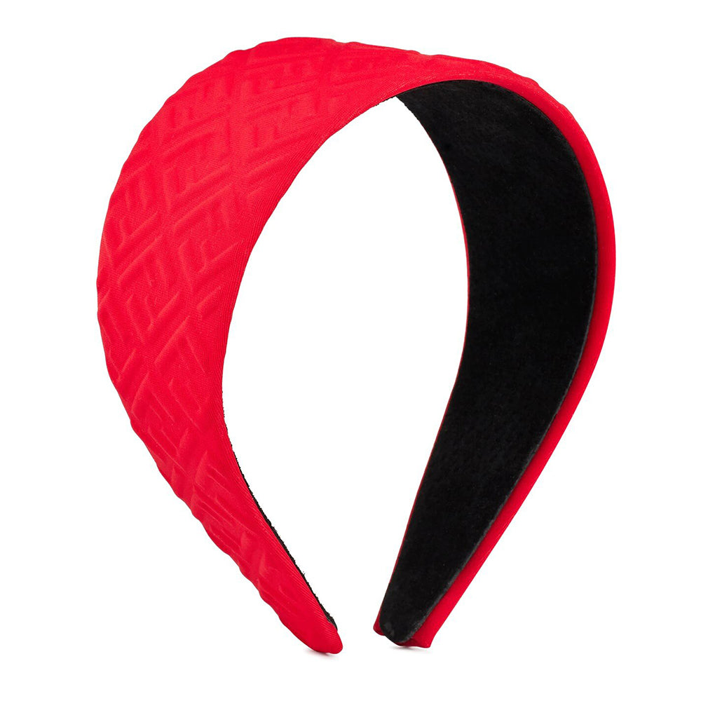 Fendi Girls FF Embossed Logo Headband Red