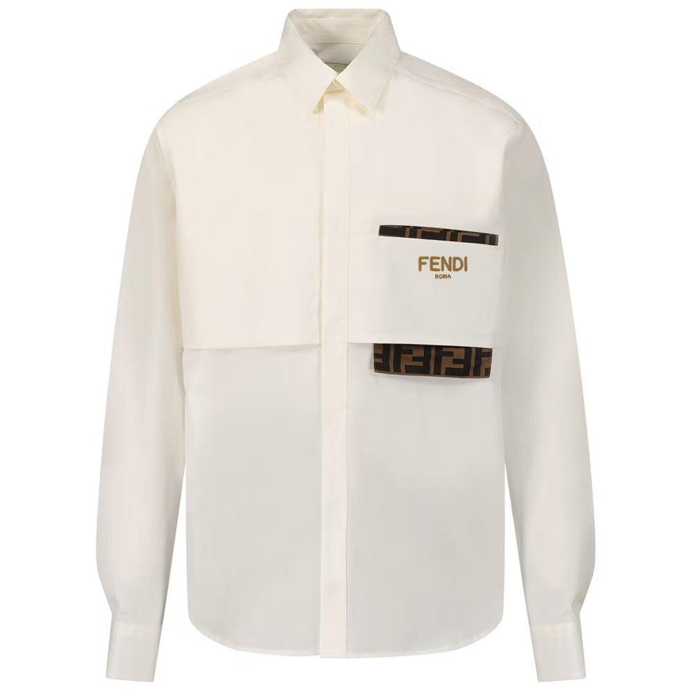 Fendi Boys FF Logo Pocket Shirt White