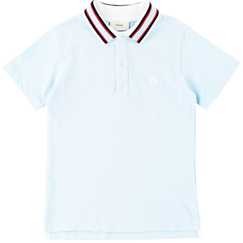 Fendi Boys Pattern Logo Polo White