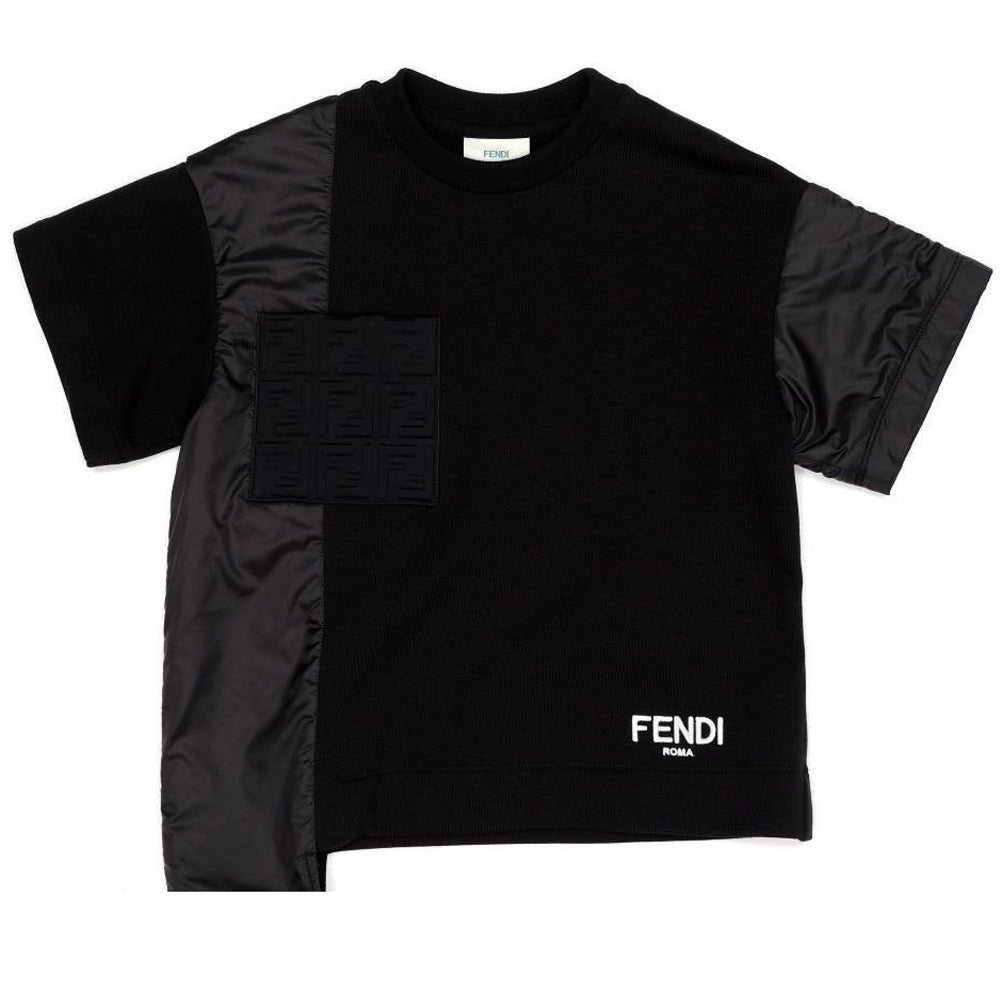 Fendi Boys Asymmetric Panelled T-shirt Black