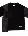 Fendi Boys Asymmetric Panelled T-shirt Black