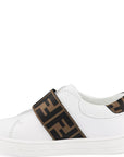 Fendi Kids Unisex Monogram Strap Sneakers White