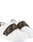 Fendi Kids Unisex Monogram Strap Sneakers White