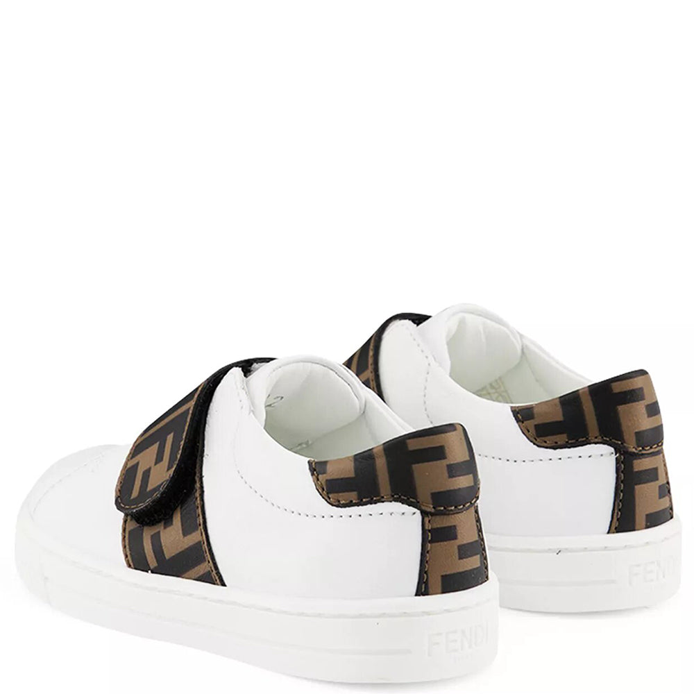 Fendi Kids Unisex Monogram Strap Sneakers White