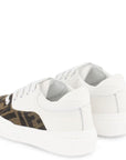 Fendi Kids Unisex Ff Print Leather Sneakers White