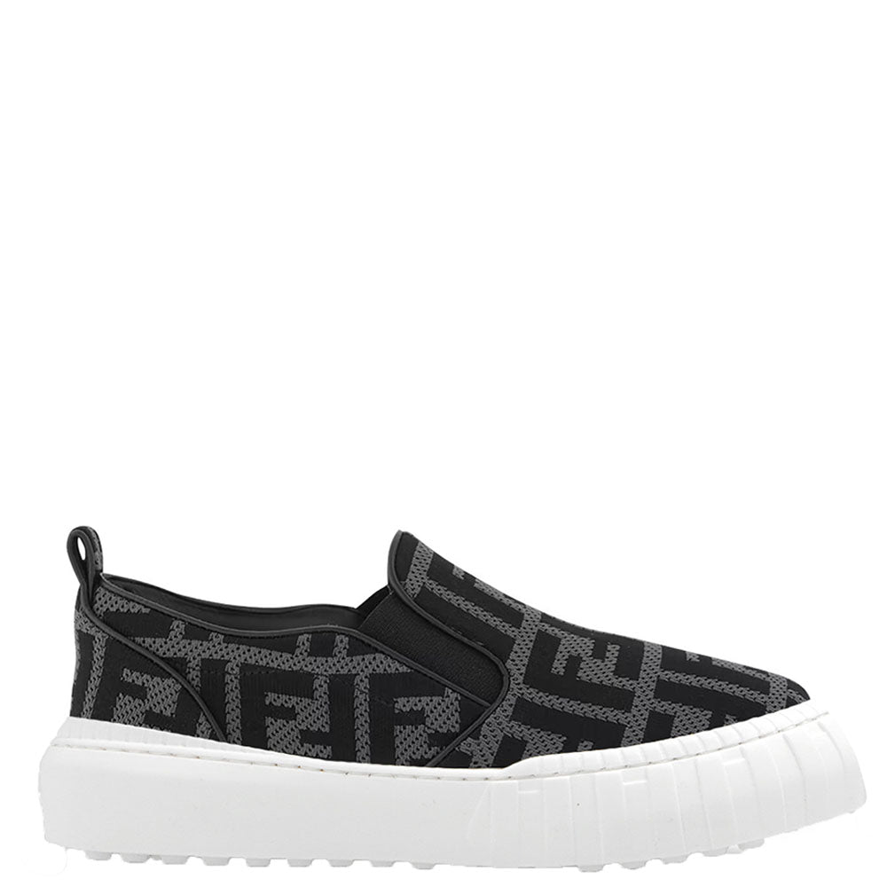 Fendi Kids Unisex FF Logo Slip Ons Black