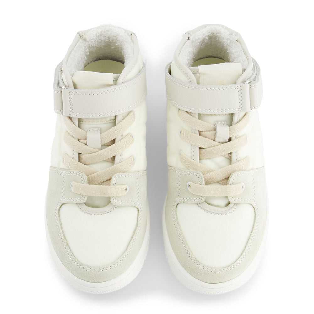 Fendi Kids Unisex vory Faux Leather High-Top Sneakers White