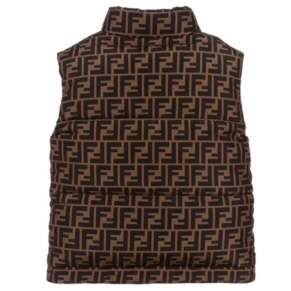 Fendi Kids Unisex Reversible FF Logo Padded Gilet black