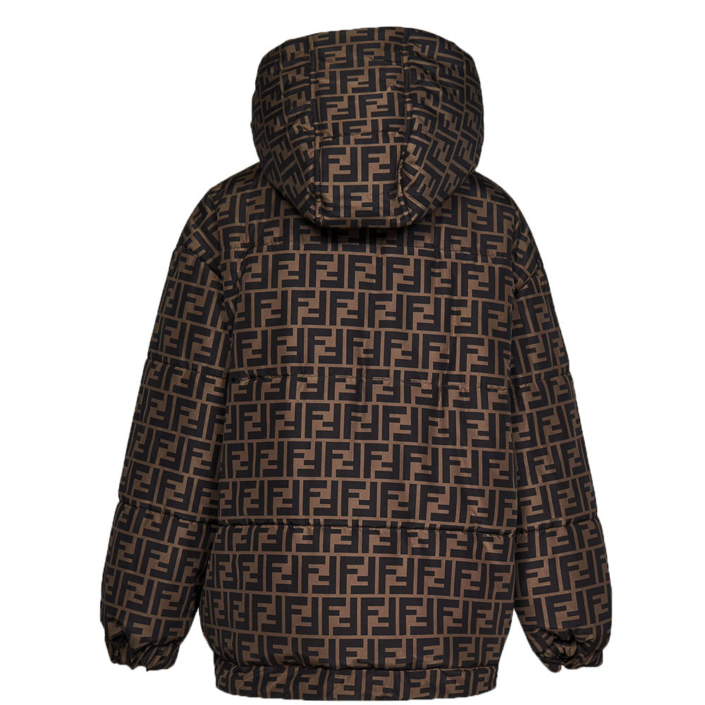 Fendi Boys Reversible FF Tape Puffer Coat White
