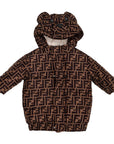 Fendi Kids Unisex Bear Hooded Puffer Jacket Brown