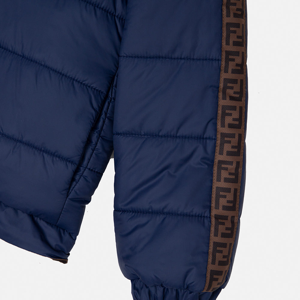 Fendi Boys Reversible FF Logo Padded Jacket Blue Brown