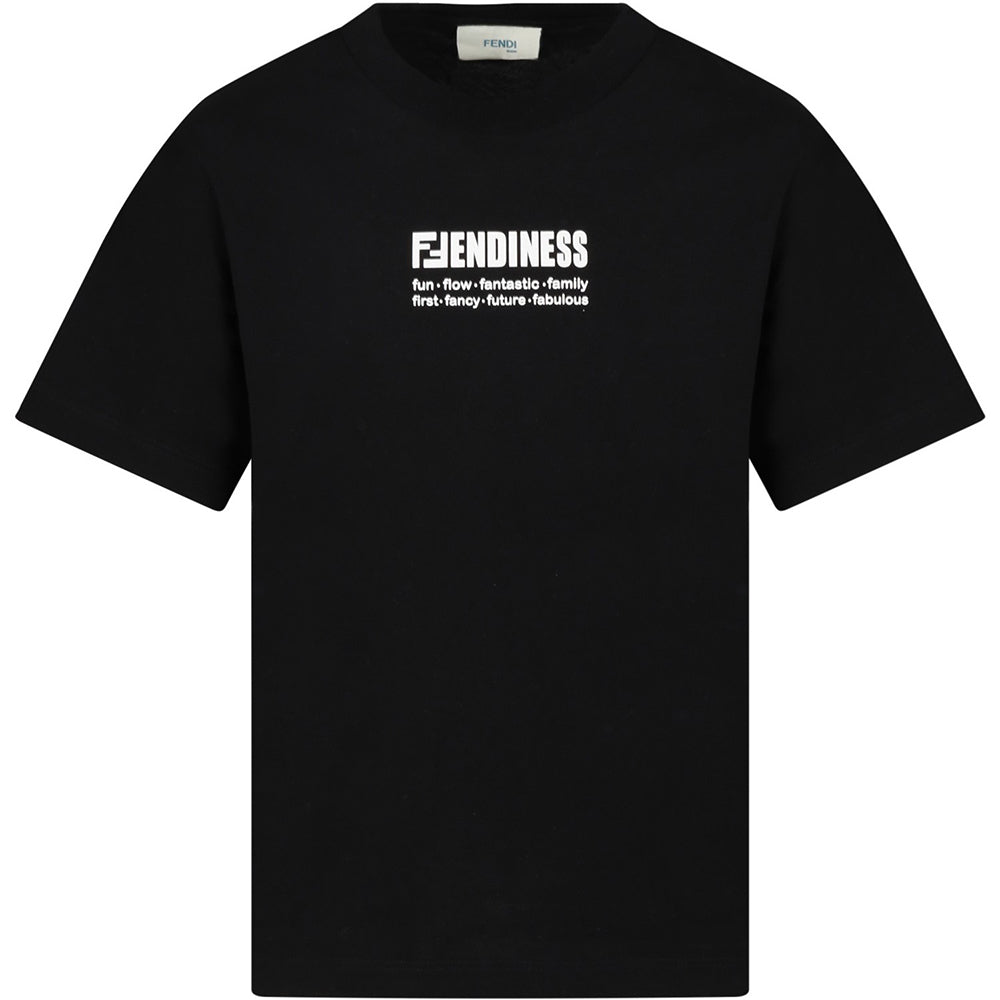 Fendi Unisex Kids Logo T-shirt Black