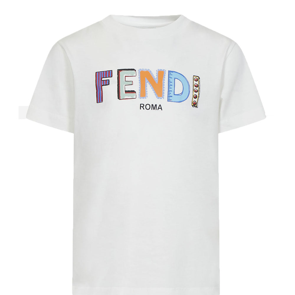 Fendi Kids Unisex Ivory T-shirt White