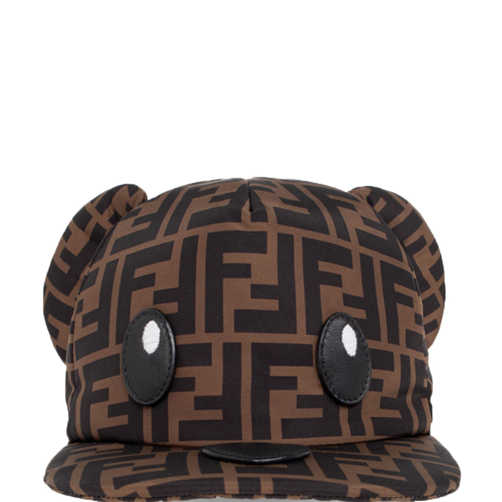 Fendi Unisex FF Print Bear Cap Brown